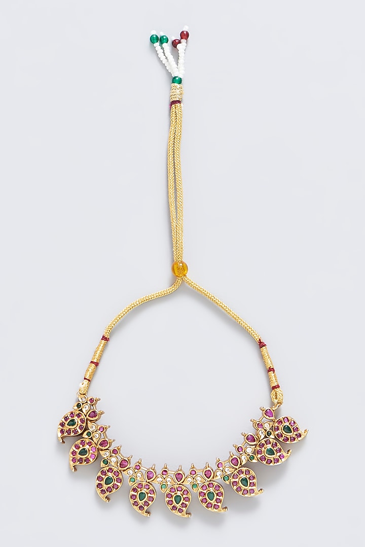 Gold Finish Red & Green Stone Arm Band by RNG at Pernia's Pop Up Shop