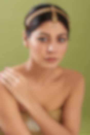 Gold Finish Pearl & Stone Mathapatti by RNG at Pernia's Pop Up Shop