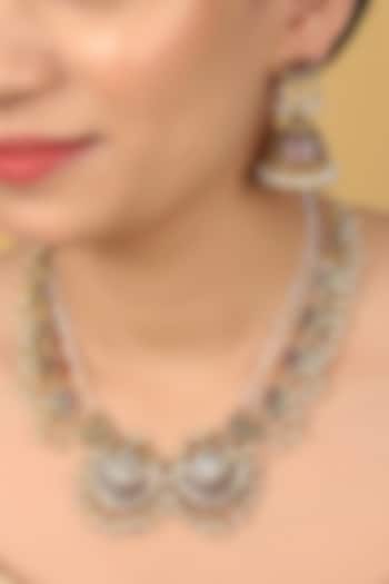 Gold Finish Kundan Polki & Kemp Stone Necklace Set by RNG at Pernia's Pop Up Shop