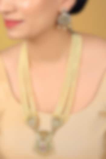 Gold Finish Kundan Polki & Multi-Colored Stone Necklace Set by RNG at Pernia's Pop Up Shop