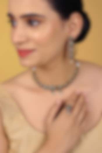 Gold Finish Kundan Polki & Kemp Stone Necklace Set by RNG at Pernia's Pop Up Shop