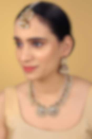 Gold Finish Kundan Polki & Kemp Stone Necklace Set by RNG at Pernia's Pop Up Shop