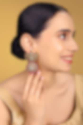 Gold Finish Kundan Polki & Kemp Stone Dangler Earrings by RNG at Pernia's Pop Up Shop