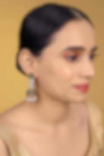 Gold Finish Kundan Polki & Kemp Stone Jhumka Earrings by RNG at Pernia's Pop Up Shop