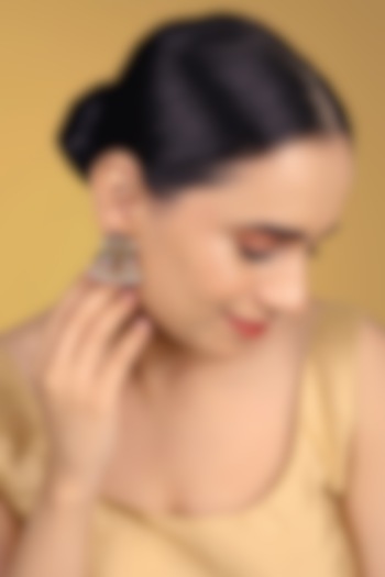 Gold Finish Kundan Polki & Kemp Stone Jhumka Earrings by RNG at Pernia's Pop Up Shop