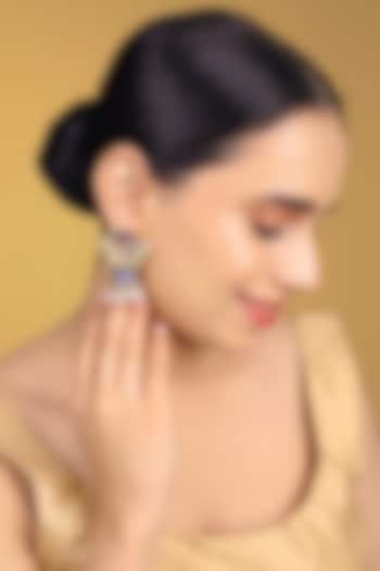 Gold Finish Kundan Polki & Kemp Stone Jhumka Earrings by RNG at Pernia's Pop Up Shop