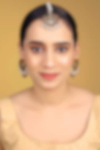 Gold Finish Kundan Polki & Kemp Stone Stud Earrings Set by RNG at Pernia's Pop Up Shop