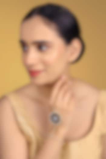 Gold Finish Kundan Polki & Kemp Stone Hand Harness by RNG at Pernia's Pop Up Shop