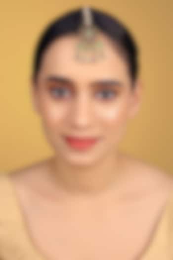 Gold Finish Kundan Polki & Kemp Stone Maangtikka by RNG at Pernia's Pop Up Shop