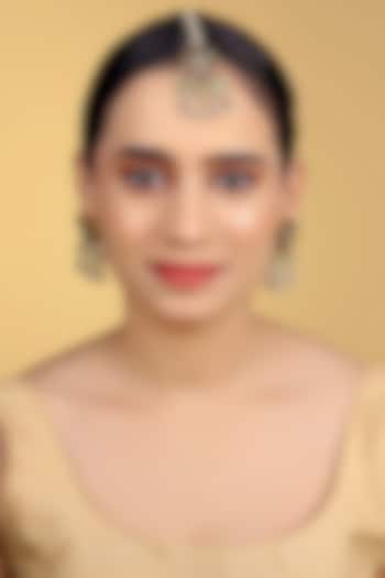 Gold Finish Kundan Polki & Kemp Stone Dangler Earrings Set by RNG at Pernia's Pop Up Shop