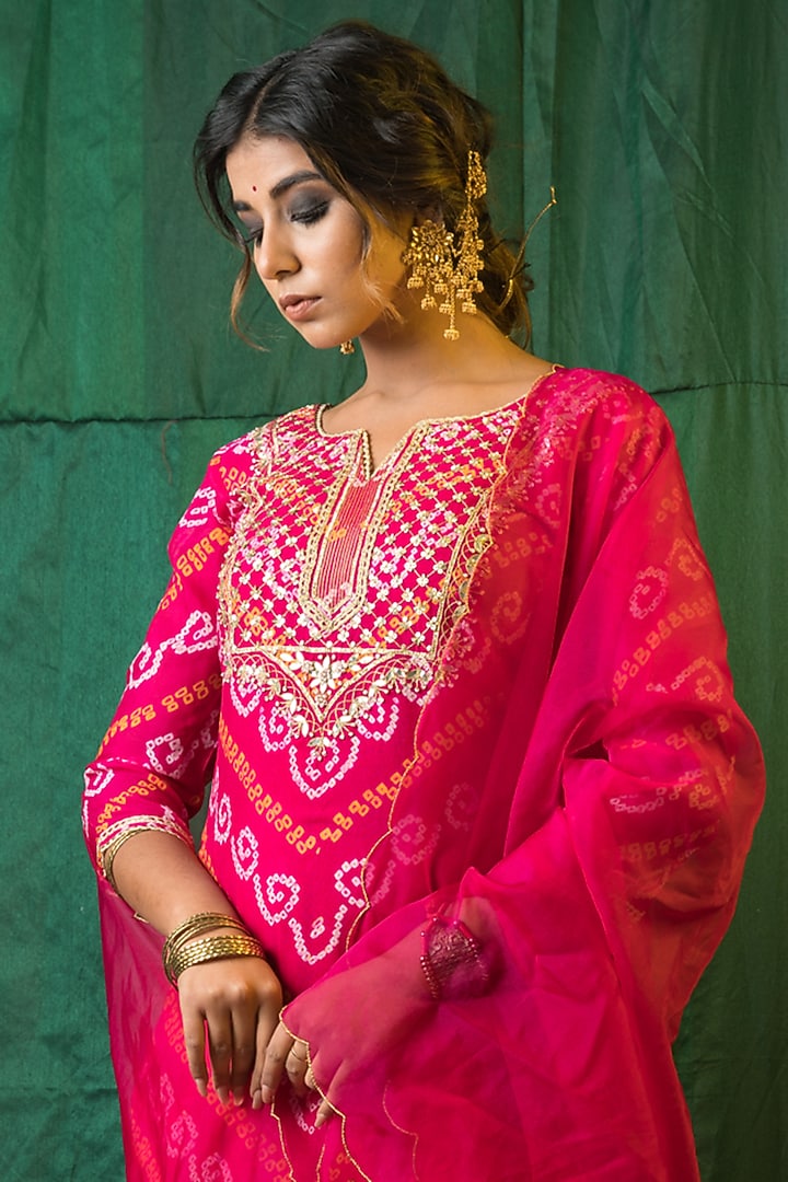 Fuchsia Crepe Wedding Sharara Set by Ruchira Nangalia at Pernia's Pop Up Shop