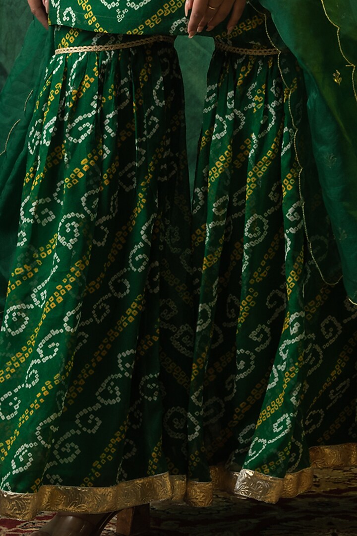 Emerald Green Crepe Wedding Sharara Set by Ruchira Nangalia at Pernia's Pop Up Shop