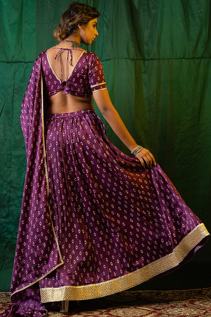 Purple Printed Wedding Lehenga Set by Ruchira Nangalia at Pernia's Pop Up Shop