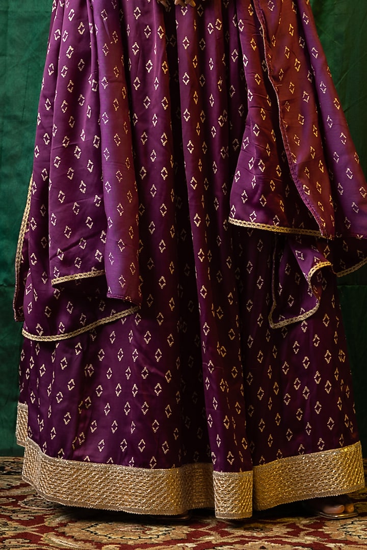 Purple Printed Wedding Lehenga Set by Ruchira Nangalia at Pernia's Pop Up Shop