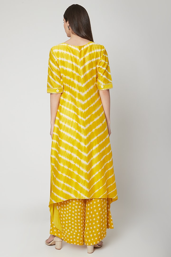 Sunshine Yellow Leheriya Kurta With Pants by Ruchira Nangalia at Pernia's Pop Up Shop