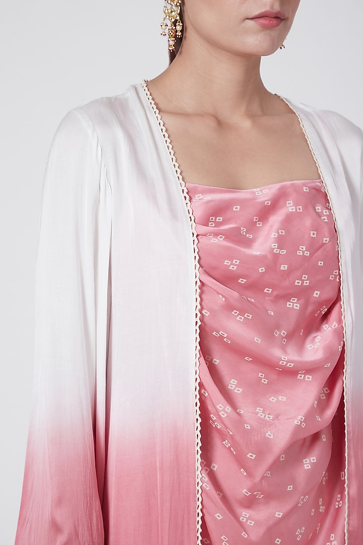 Blush Pink Printed Draped Vacation Dress by Ruchira Nangalia at Pernia's Pop Up Shop