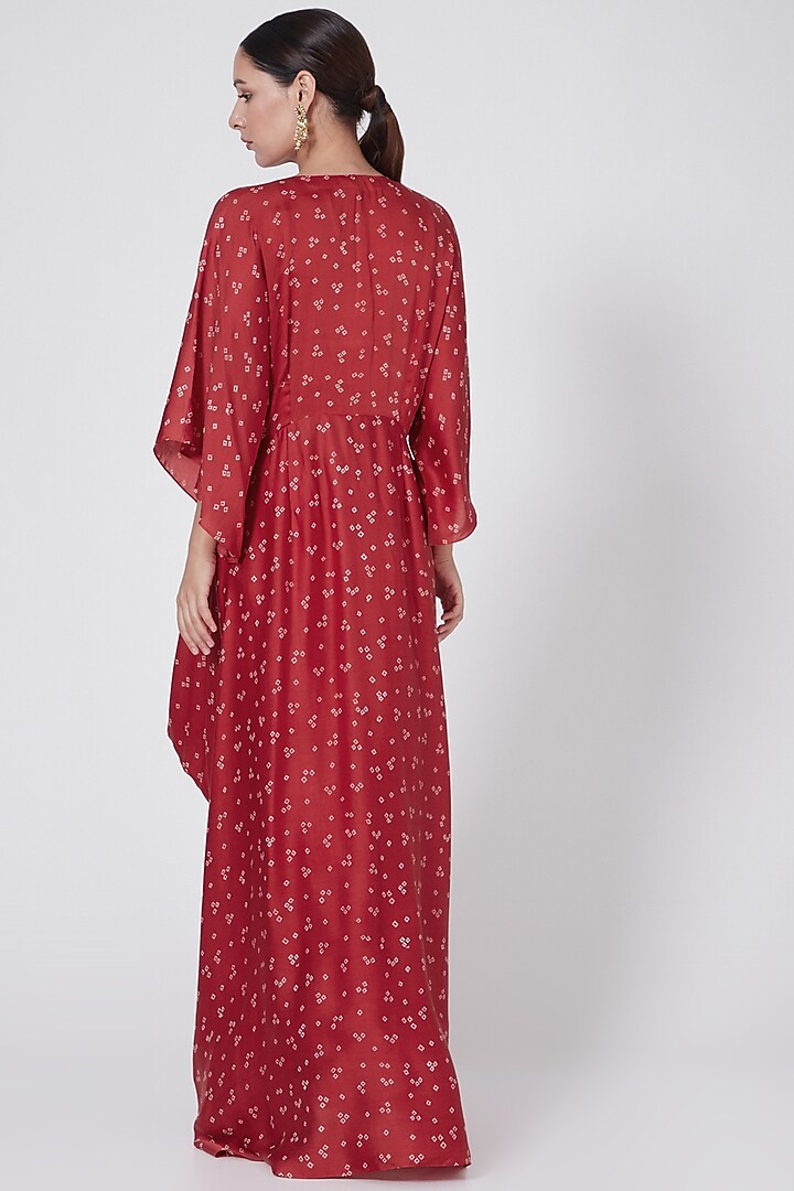 Red Printed Cowl Summer Dress by Ruchira Nangalia at Pernia's Pop Up Shop