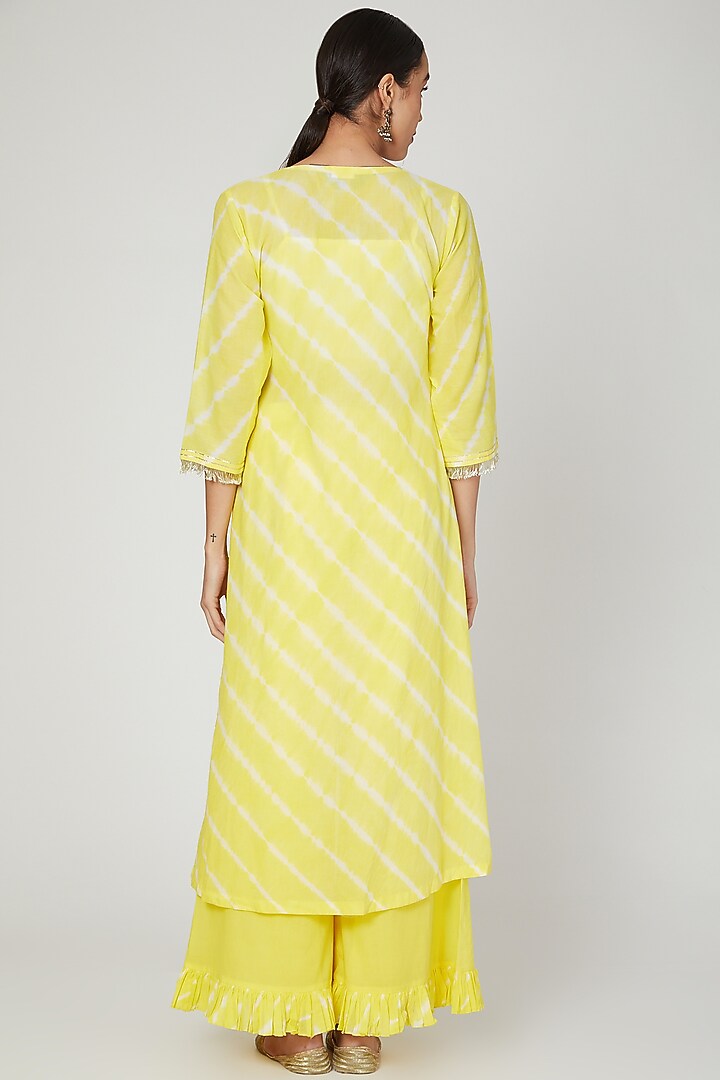 Yellow Embroidered Jacket Set by Ruchira Nangalia at Pernia's Pop Up Shop