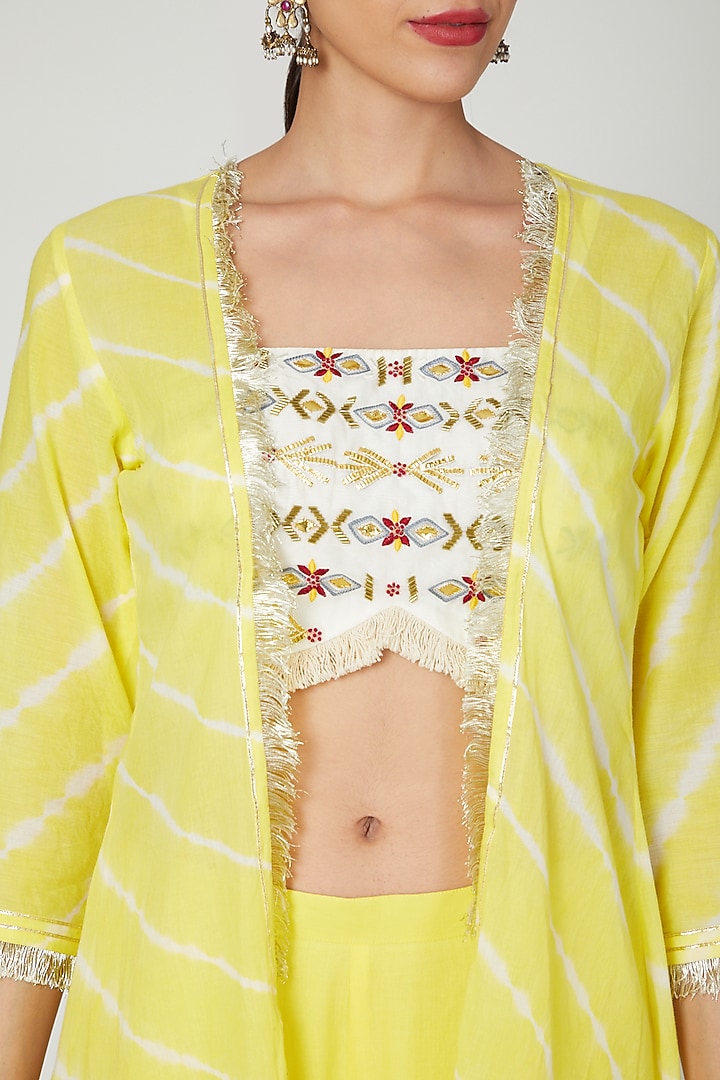 Yellow Embroidered Jacket Set by Ruchira Nangalia at Pernia's Pop Up Shop