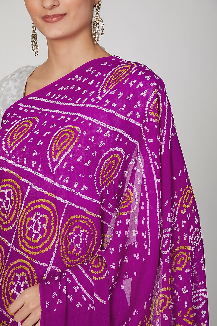 Aubergine Bandhani Festive Saree Set by Ruchira Nangalia at Pernia's Pop Up Shop