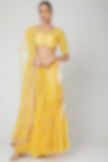 Yellow Mirrors Embroidered Wedding Lehenga Set by Ruchira Nangalia at Pernia's Pop Up Shop