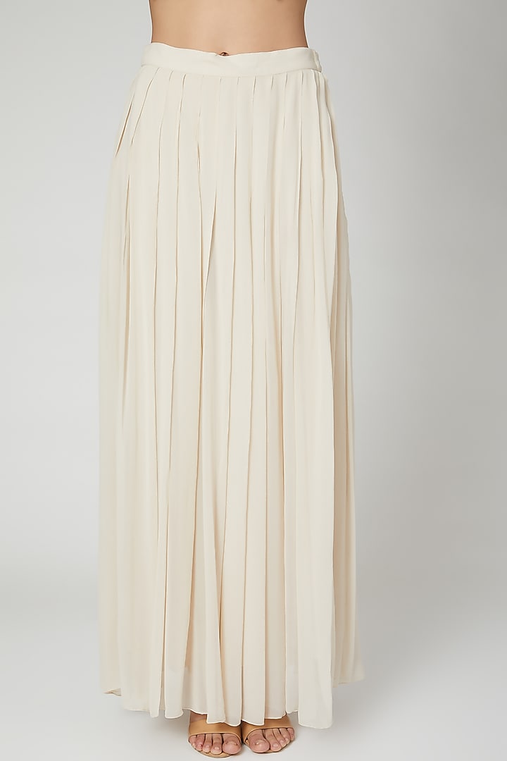 White Embroidered & Printed Cape Set by Ruchira Nangalia at Pernia's Pop Up Shop