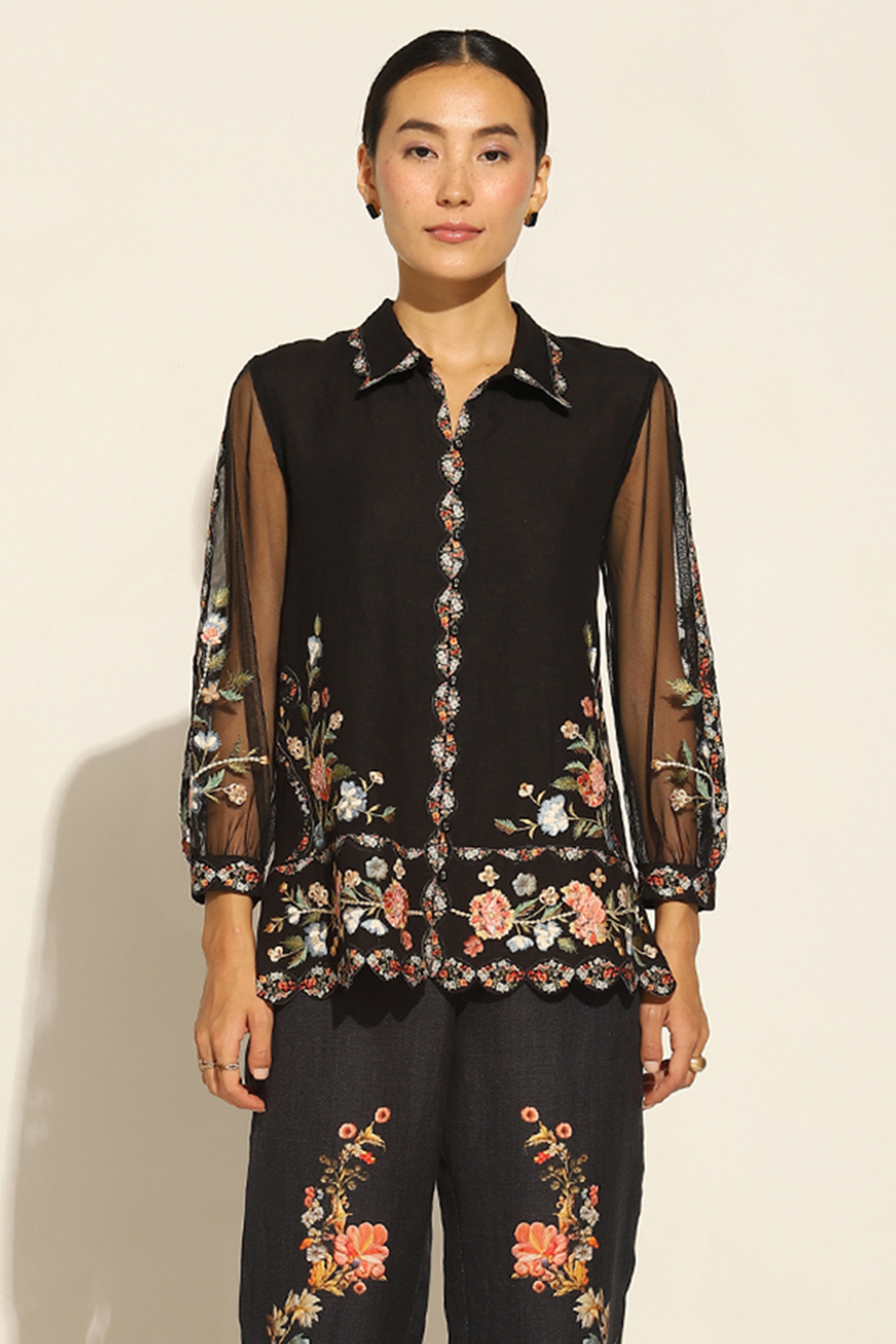 Multi-Colored Linen Blend Tassel Top by Ranna Gill at Pernia's Pop Up Shop