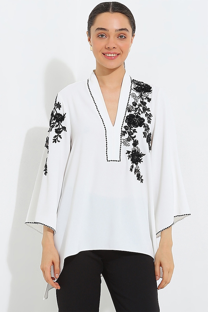 White Crepe Blend Top by Ranna Gill
