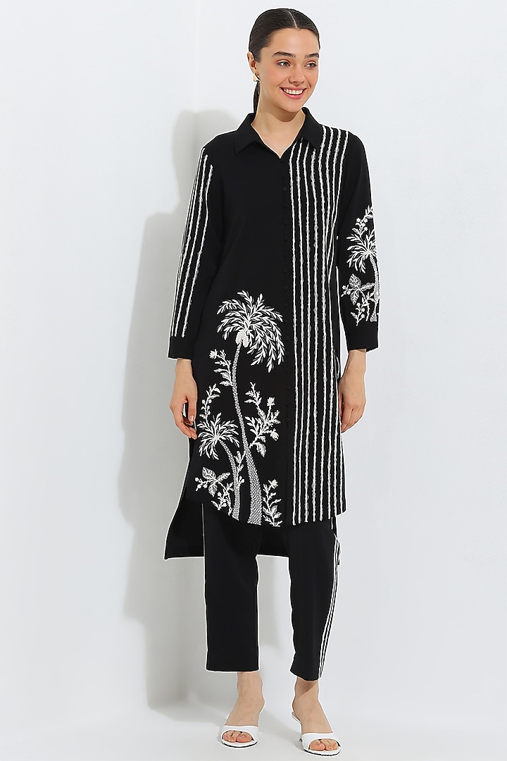Black Crepe Blend Tunic by Ranna Gill