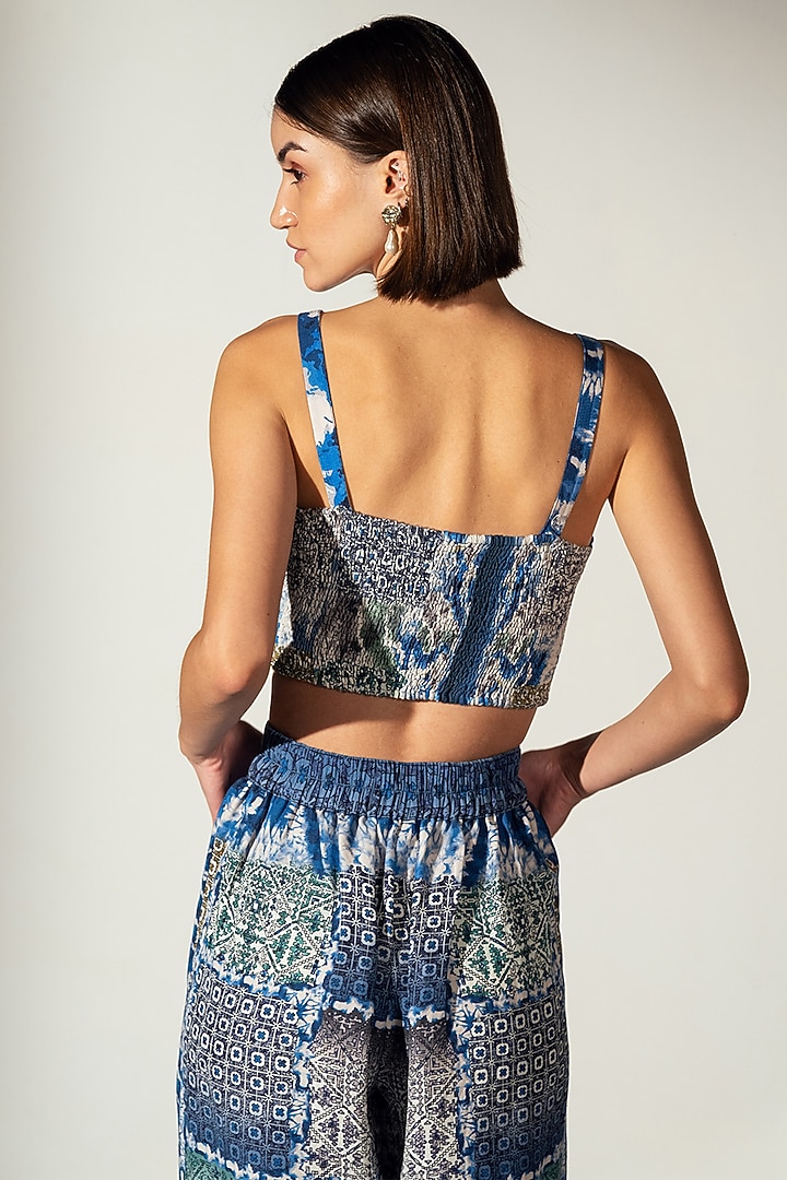 Multi-Colored Linen Blend Shibori Printed Bustier by Ranna Gill at Pernia's Pop Up Shop
