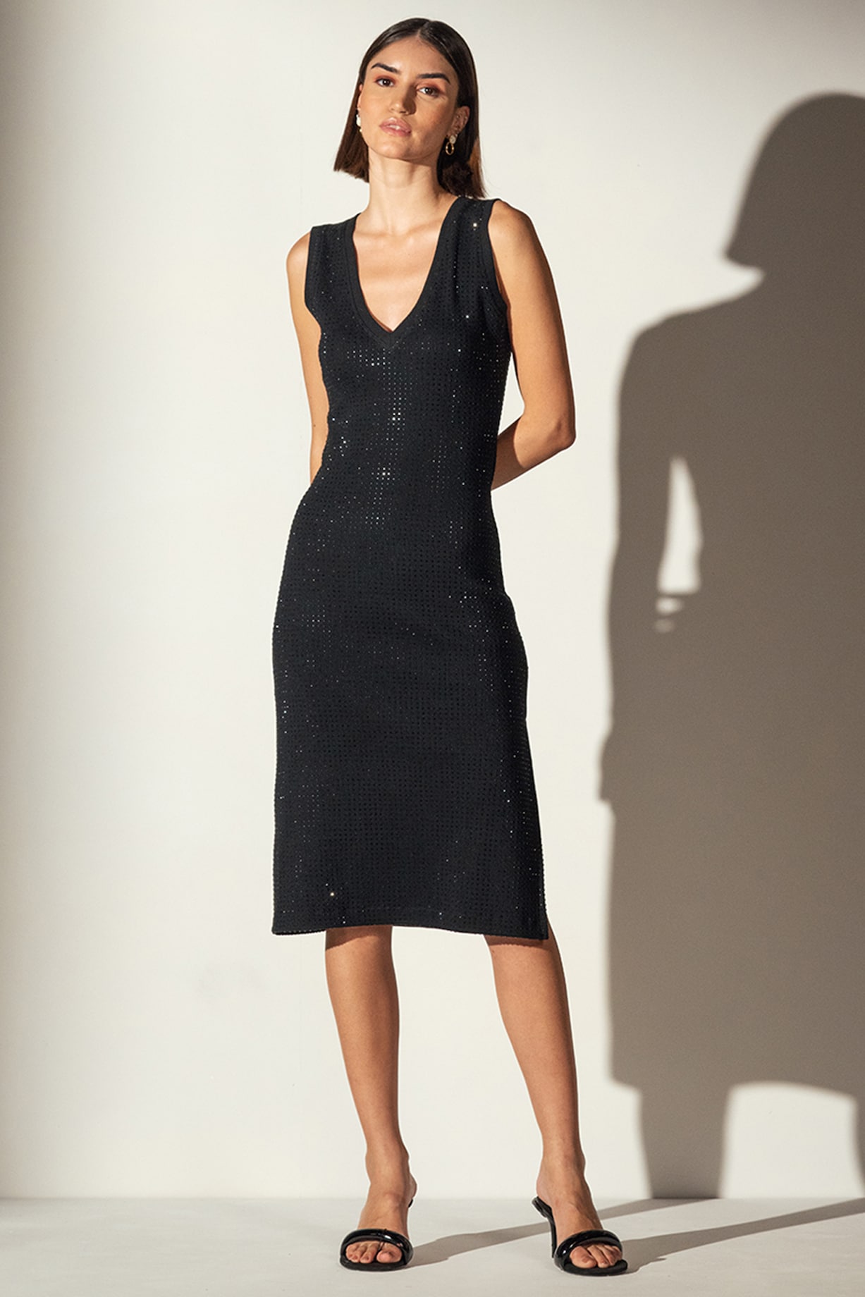 knee length dresses for ladies PEARLESCENT BODY SEQUIN MIDI DRESS – AKIRA main image 1