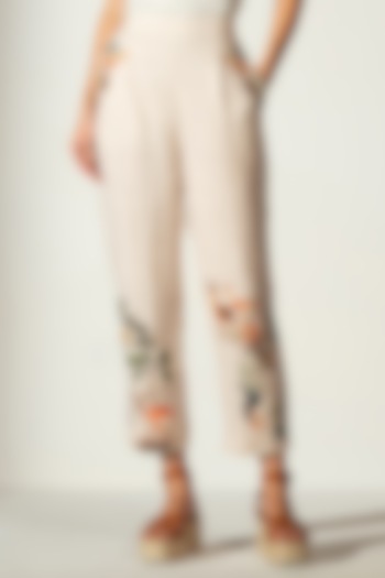 Multi-Colored Linen Blend Amazon Printed Pants by Ranna Gill