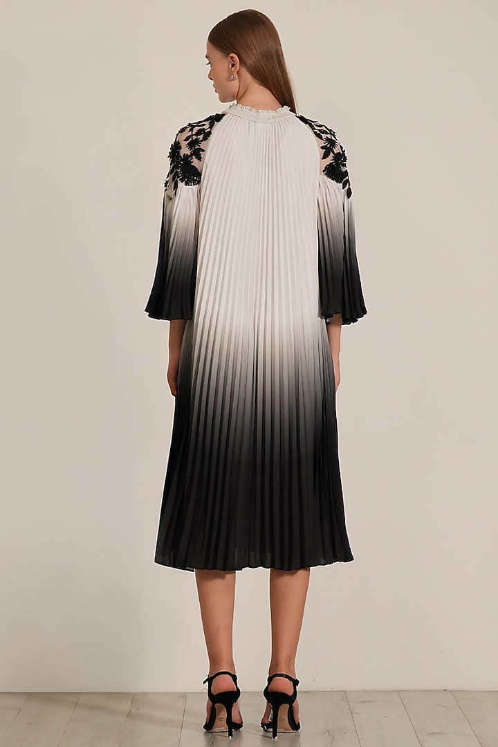 Black Ombre Royal Georgette Pleated Tunic by Ranna Gill at Pernia's Pop Up Shop