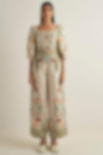 Multi-Colored Viscose Linen Printed Wide-Legged Pants by Ranna Gill at Pernia's Pop Up Shop