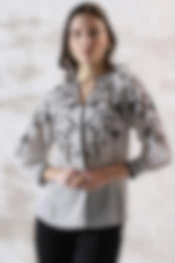 Black & White Crepe Embroidered Top by Ranna Gill at Pernia's Pop Up Shop