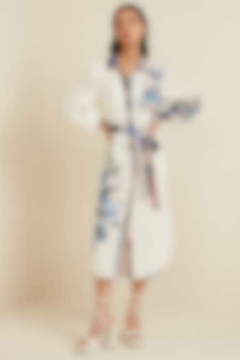 Ivory Linen Embroidered Vacation Dress by Ranna Gill at Pernia's Pop Up Shop