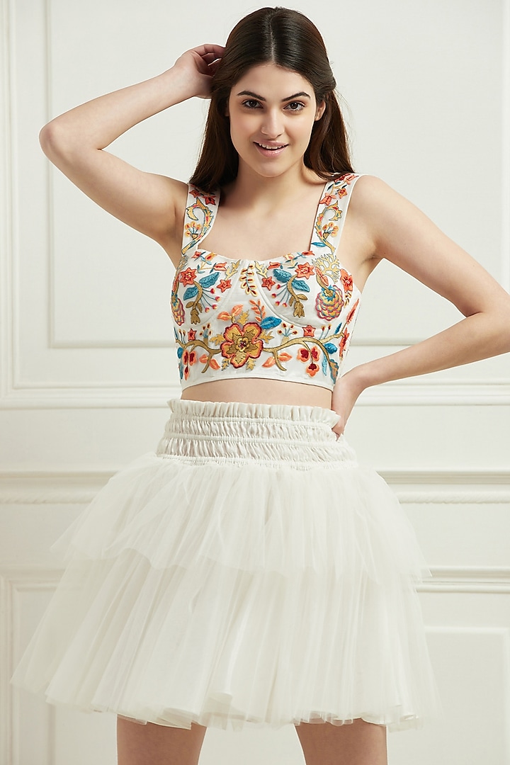 Snow White Embroidered Top by Ranna Gill