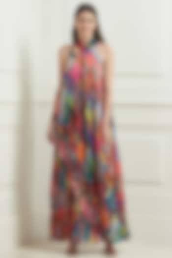 Multi-Colored A-line Printed Maxi Dress by Ranna Gill