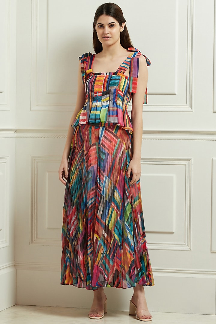 Multi-Colored Floral Printed Palazzo Pants by Ranna Gill