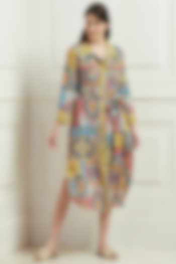 Multi-Colored Viscose Linen Tunic by Ranna Gill