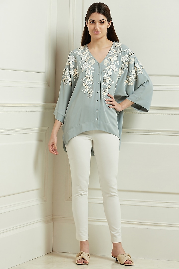 Jade Hand Embroidered Top by Ranna Gill
