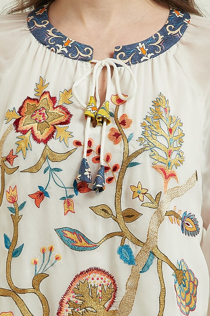 Ivory Embroidered Tunic by Ranna Gill at Pernia's Pop Up Shop