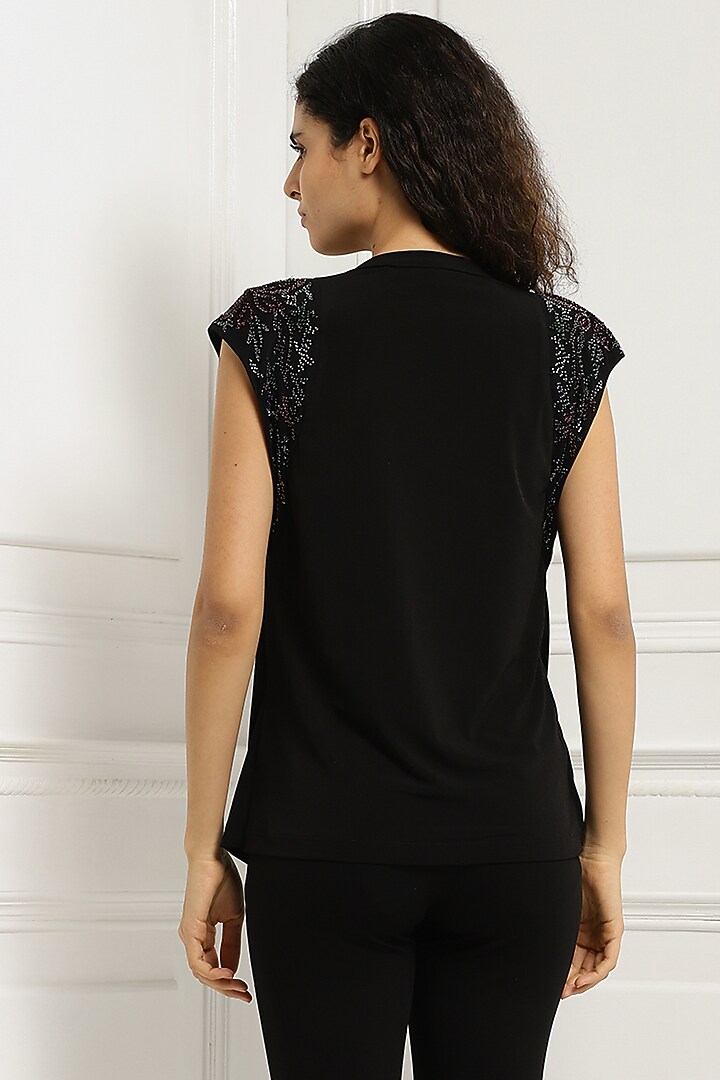 Black Embellished Blouse by Ranna Gill at Pernia's Pop Up Shop