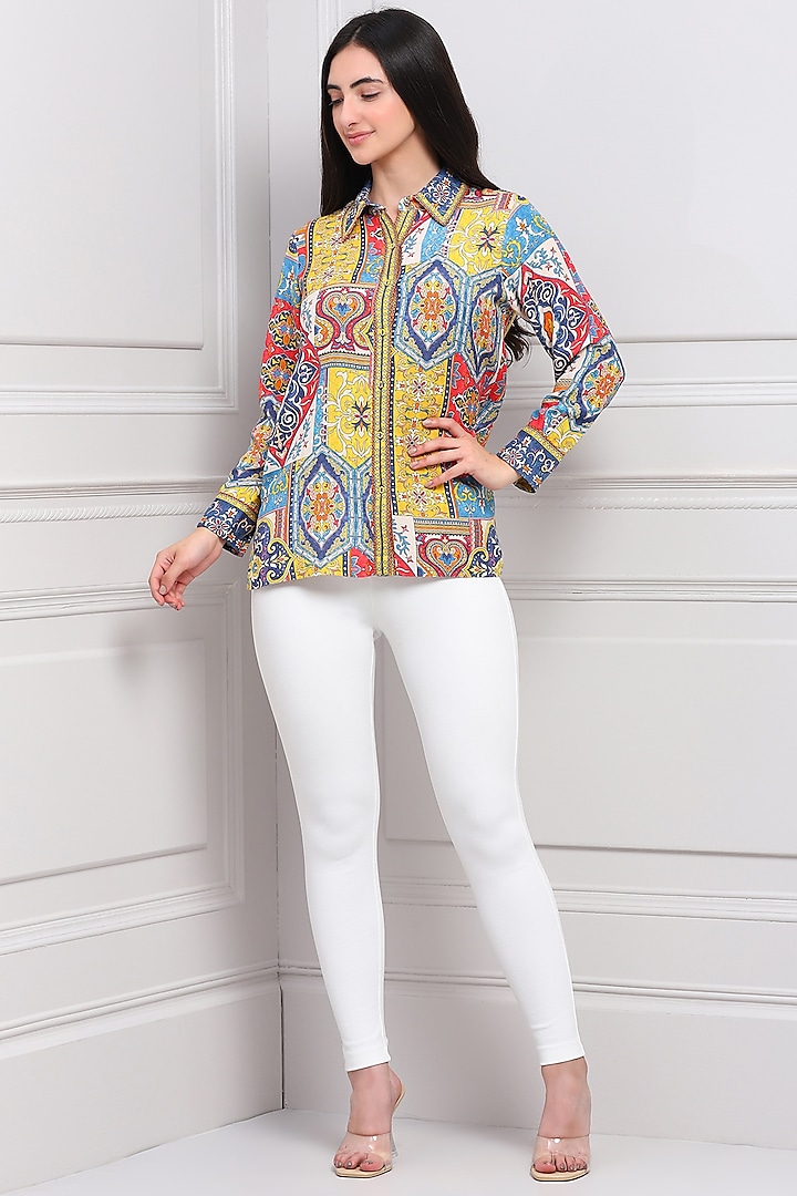 Multi-Colored Printed Blouse by Ranna Gill
