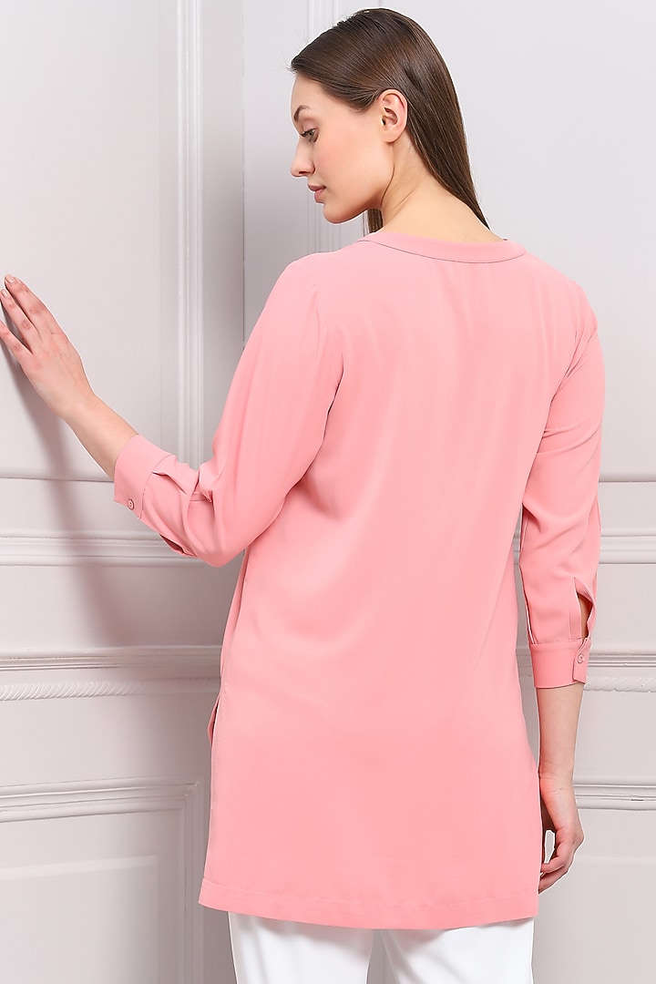 Peach Crepe Floral Embroidered Blouse by Ranna Gill at Pernia's Pop Up Shop