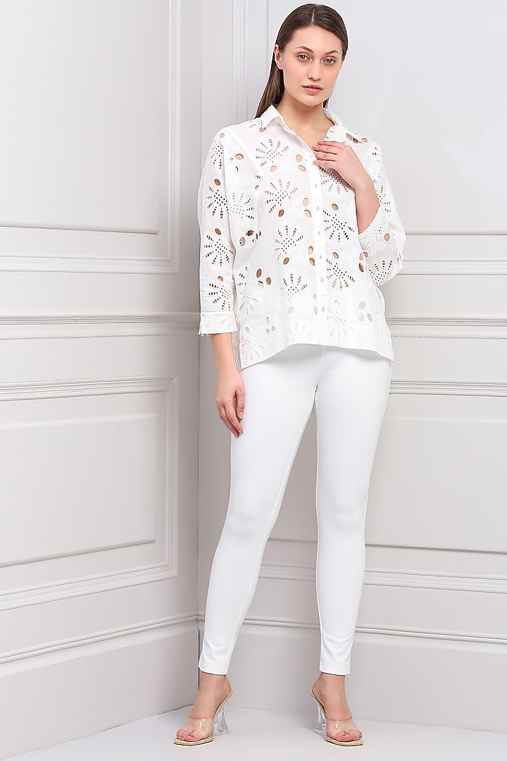 White Cotton Blouse by Ranna Gill