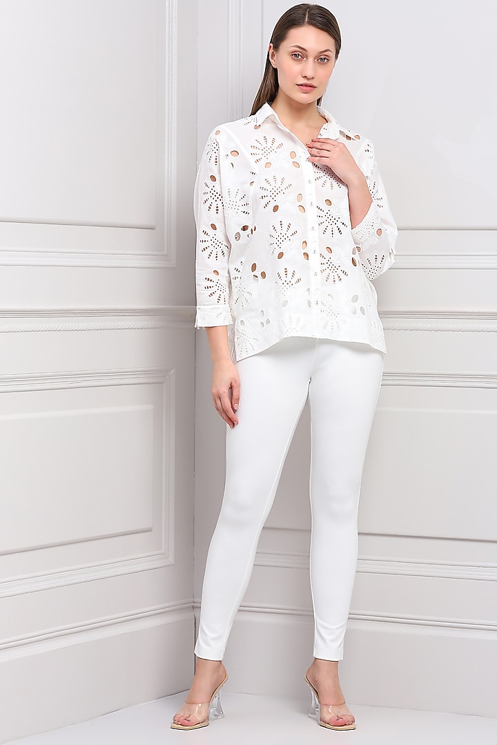 White Cotton Blouse by Ranna Gill at Pernia's Pop Up Shop