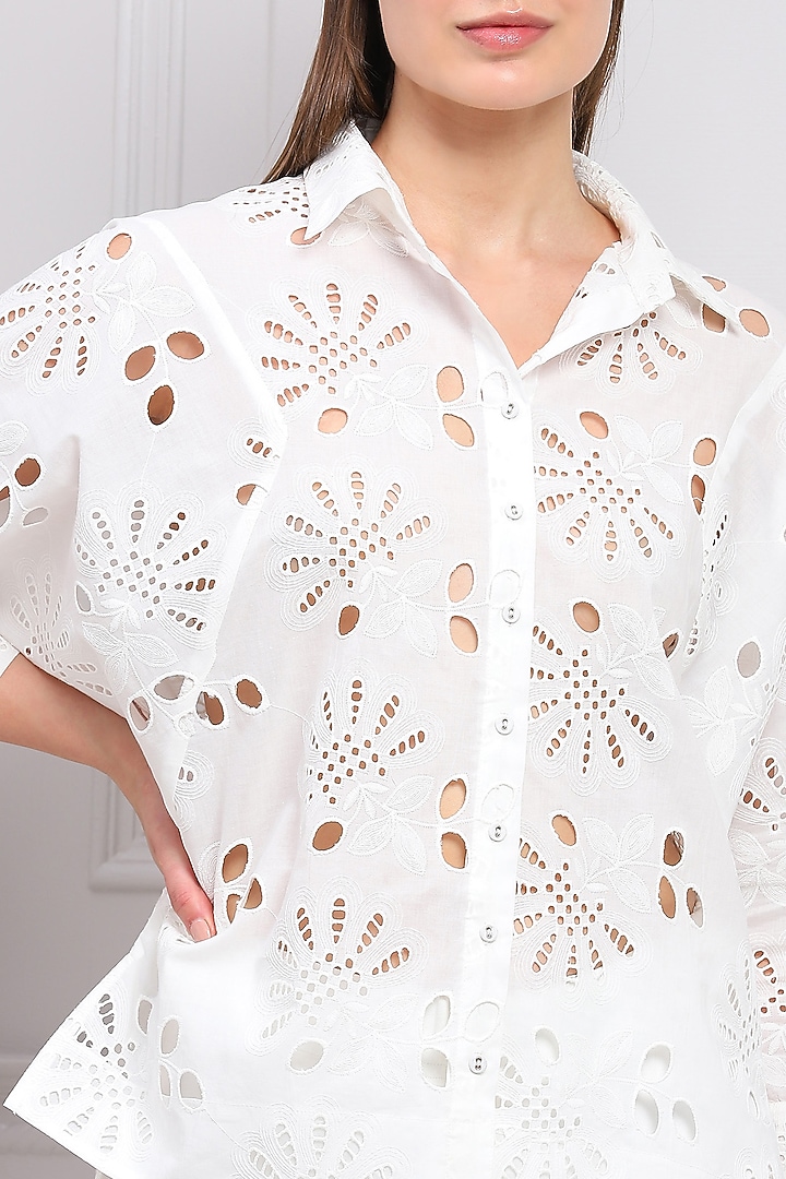 White Cotton Blouse by Ranna Gill at Pernia's Pop Up Shop