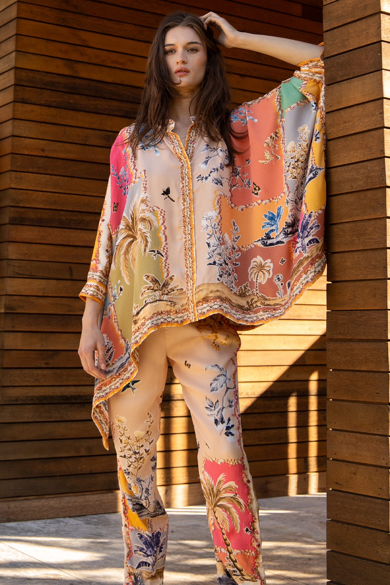 Multi-Colored Modal Satin Printed Co-Ord Set by Ranna Gill at Pernia's Pop Up Shop