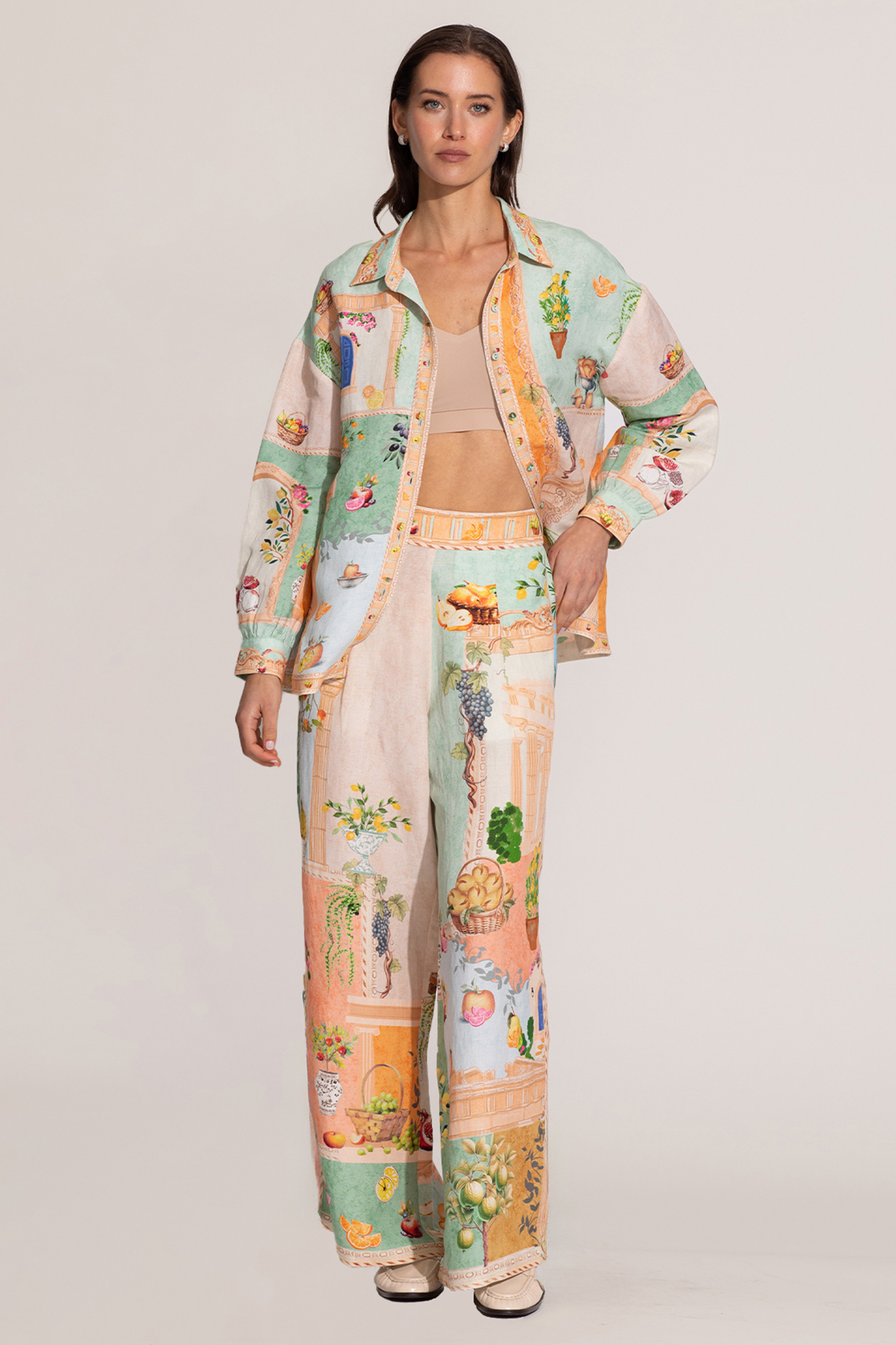 Multi-Colored Linen Viscose Printed Wide-Legged Pants by Ranna Gill at Pernia's Pop Up Shop